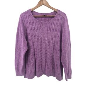 Talbots Woman 2X Petite Purple Cable Knit Sweater Metallic Shimmer 2XP